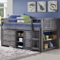 Camden Wooden Children Mid Sleeper Bed Right Ladder In Dark Grey