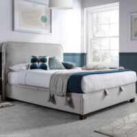 Casper Fabric Ottoman Storage Double Bed In Maskat Clay