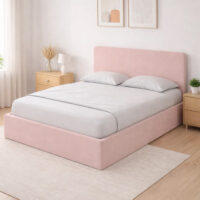 Catskill Fabric Ottoman Storage King Size Bed In Pink