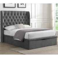 Colusa Fabric Ottoman Storage King Bed In Grey
