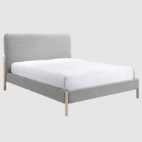Covington Fabric King Size Bed With Wooden Legs In Steel Grey