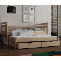 Donna Wooden Day Bed With Foam Mattress And Trundle In Pine