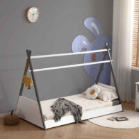 Elkton Wooden Children Daybed In Grey And White