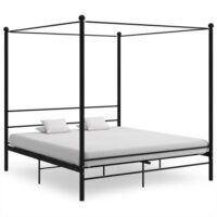 Fallon Metal Canopy Super King Size Bed In Black