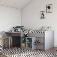 Feltner Wooden Kids Cabin Bed In Grey