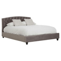 Flegetonte Velvet King Size Bed In Brushed Steel