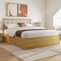 Folsom Wooden Ottoman Storage Double Bed In Oak