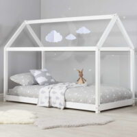 Hamel Wooden Single House Bed In White