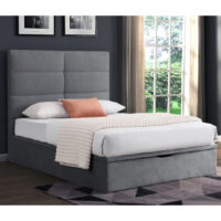 Juneau Fabric Ottoman Storage King Size Bed In Grey