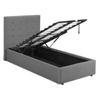 Lacer Plus Fabric Ottoman Storage Single Bed - Grey