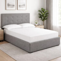 Lampe Fabric Ottoman Storage King Size Bed In Soft Grey