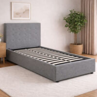 Lampe Fabric Single Bed In Soft Grey
