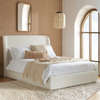 Laredo Fabric Ottoman Storage King Size Bed In Cream