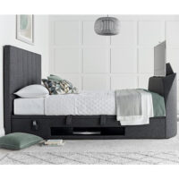 Milton Fabric Ottoman Storage Super King Size TV Bed In Slate