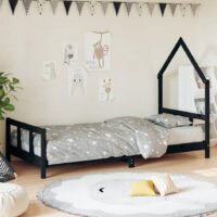 Moraira 90x200cm Wooden Children Bed In Black