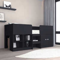 Ocala Wooden Low Sleeper Bed With Storage In Dark Grey