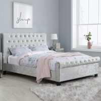 Siena Fabric King Size Bed In Steel Crushed Velvet