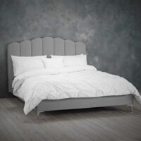 Tetonia Fabric King Size Bed In Silver