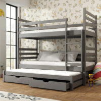 Thorsby Wooden Bunk Bed Foam Mattress And Trundle In Graphite