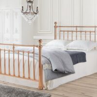 Time Living Alexander Rose Gold Metal Bed Frame - 5ft King Size