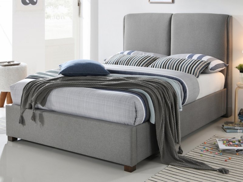 Time Living Oakland Light Grey Fabric Bed Frame - 4ft6 Double