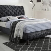 Time Living Venice Black Crushed Velvet Fabric Bed Frame - 5ft King Size