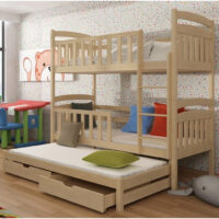 Vernal Wooden Bunk Bed Bonnell Mattress And Trundle In Pine