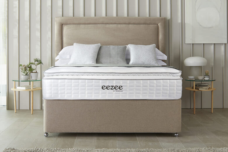 Sleepeezee Natural 4000 Pocket Latex Ortho Mattress + Premium Divan Bed, Mink, 2 Drawer, King Size