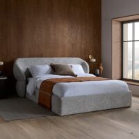 Milan - Double - Low Footend Winged Headboard Bed - Grey - Fabric - 4ft6