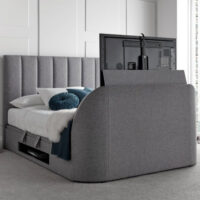 Milton Fabric Ottoman Storage Super King Size TV Bed In Grey