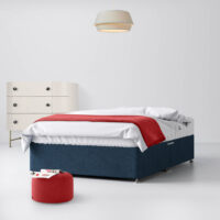 Super King Size - Divan Bed - With Storage - Dark Blue - Fabric - 6ft - Happy Beds