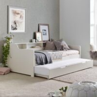 Tyler - Single - Day Bed - Guest Bed Trundle - White - Wood - 3ft - Happy Beds